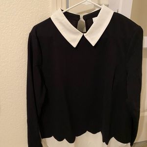 Black over white blouse, one piece